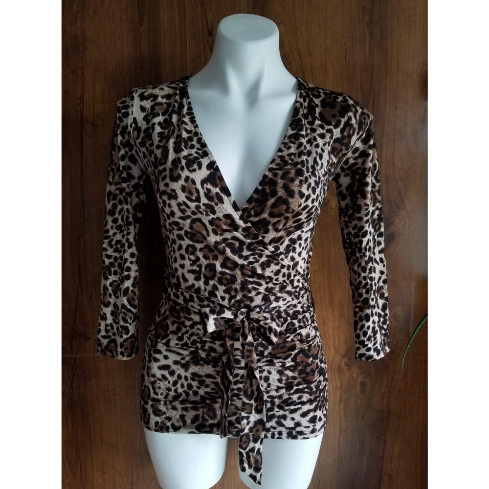 INC International Concepts Leopard Print Wrap Top